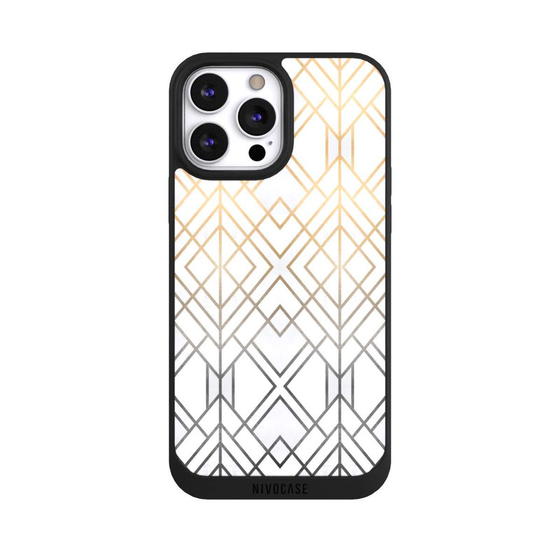 iPhone 13 Pro Max NIVOpure Imprimé Geo Gold doré et gris