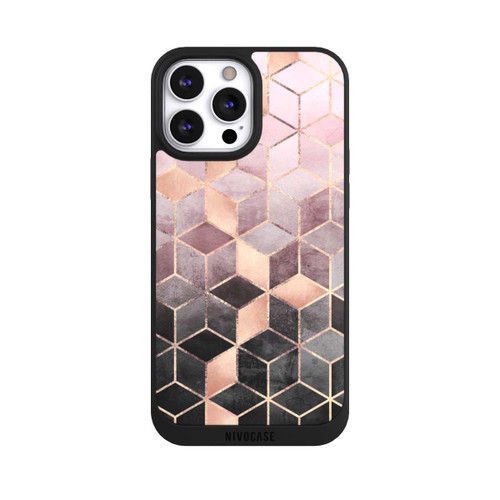 Apple iPhone 13 Pro Max NIVOpure Imprimé Cubes Dégradés Gris Rose