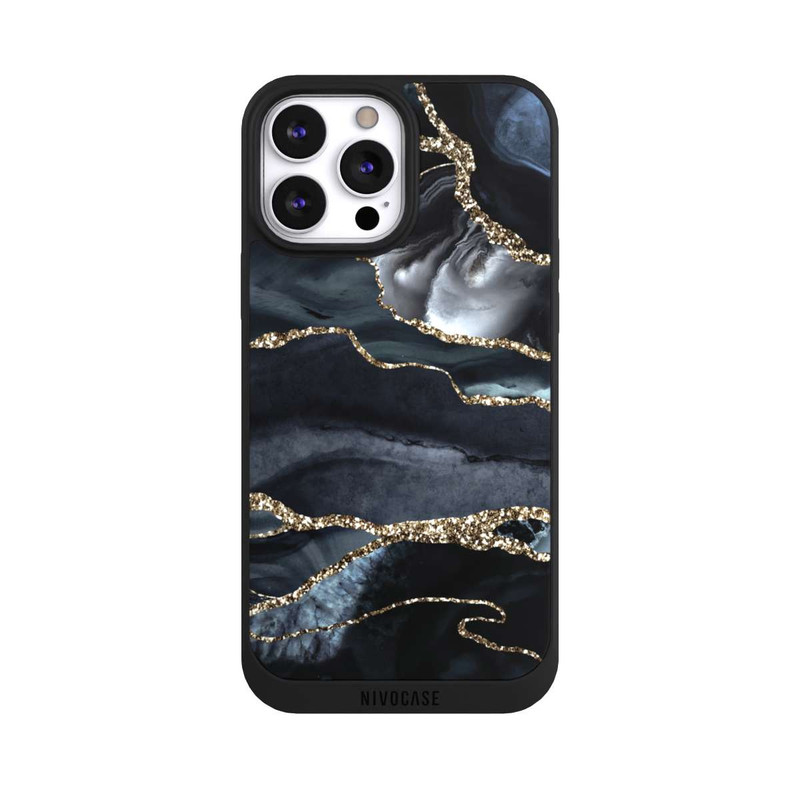 iPhone 13 Pro Max NIVOpure Dunkler Marmor Gold Glitzerlook