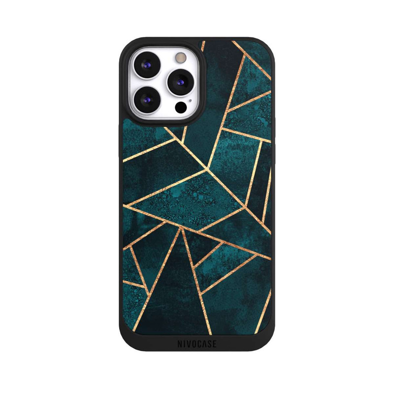 iPhone 13 Pro Max NIVOpure Tief Blaugrün Stein Gold Druck