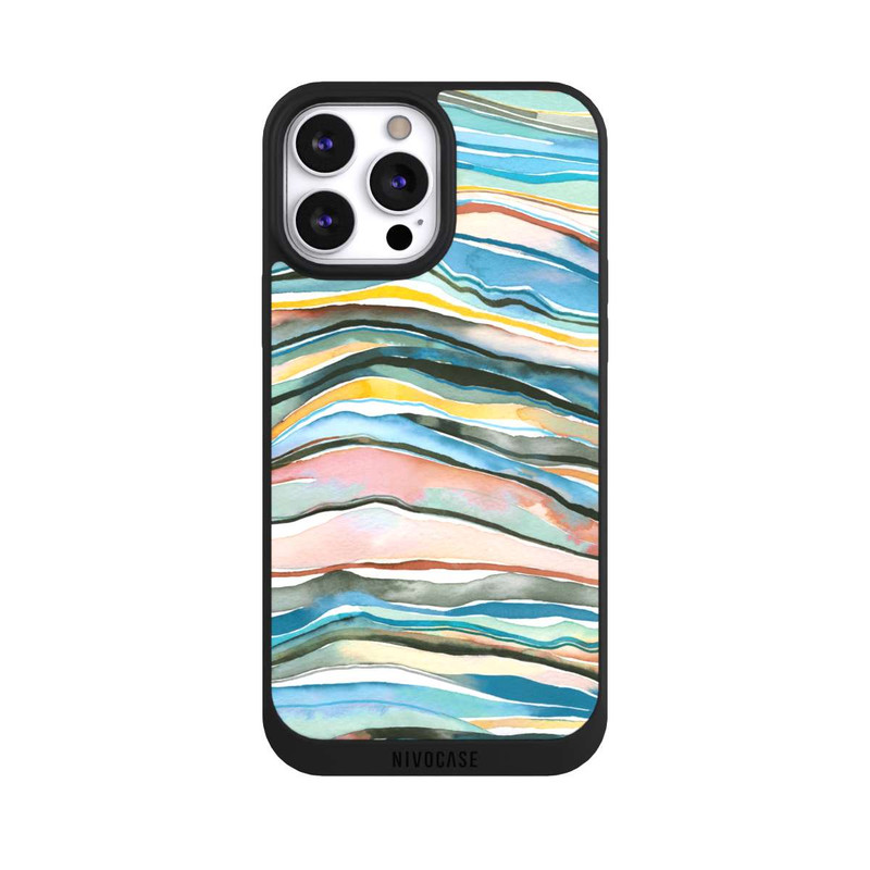 iPhone 13 Pro Max NIVOpure Watercolor Agate Layers Blue