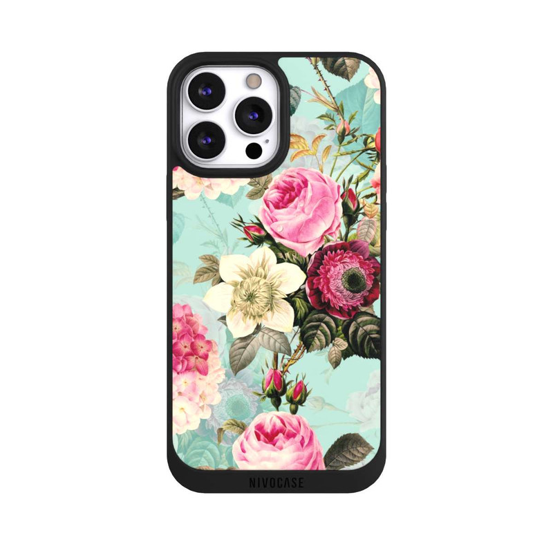 iPhone 13 Pro Max NIVOpure Türkisfarbene Rosentapete