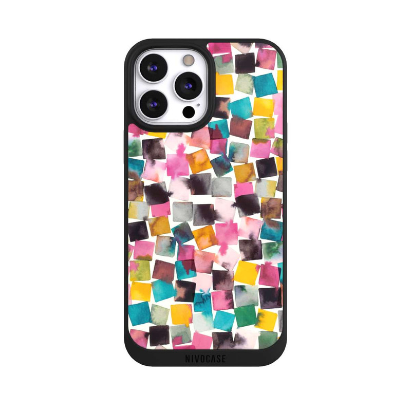 iPhone 13 Pro Max NIVOpure Plaids Géométriques Aquarelle Rose