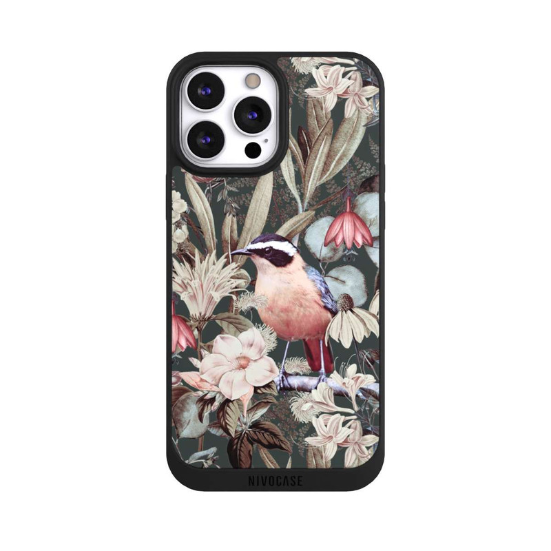 iPhone 13 Pro Max NIVOpure Oiseau orange à motif de fleurs vintage