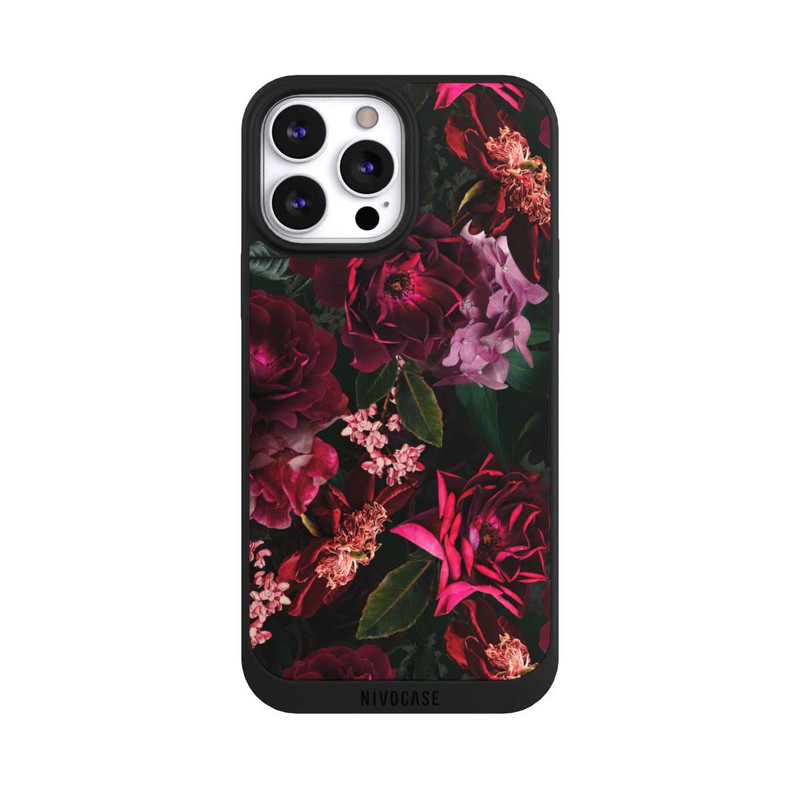 iPhone 13 Pro Max NIVOpure Fleurs rouge foncé et roses