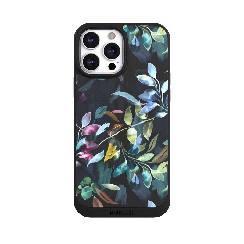 iPhone 13 Pro Max NIVOpure Mystische Aquarellblätter schwarz