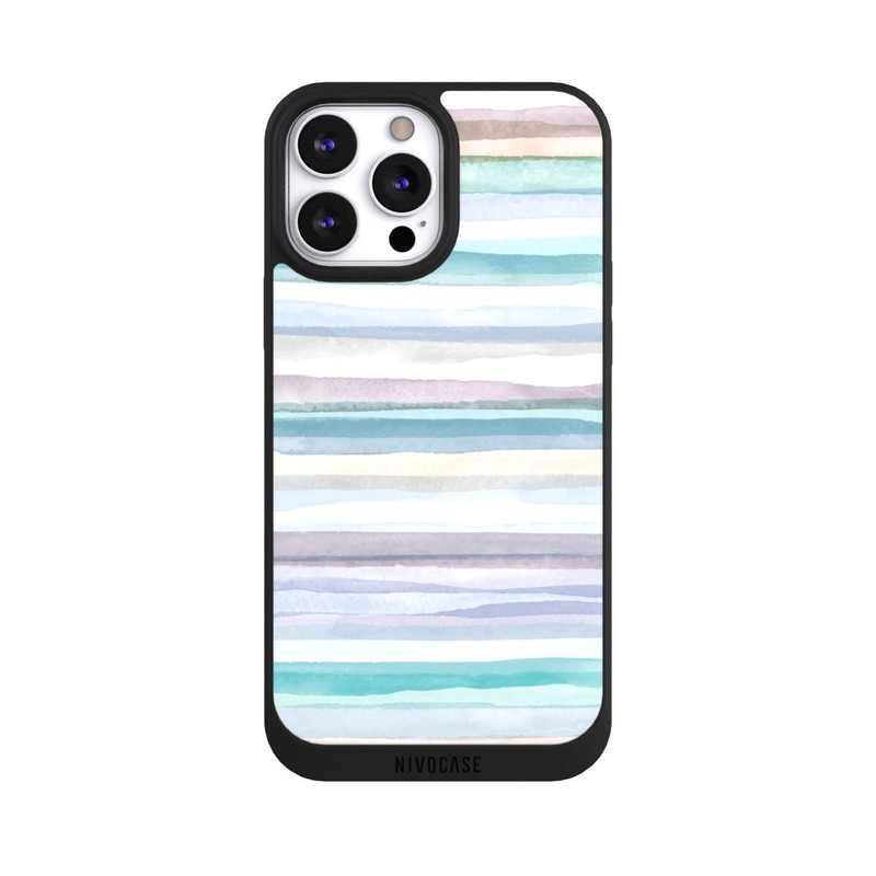 iPhone 13 Pro Max NIVOpure Rayures pastel bleu