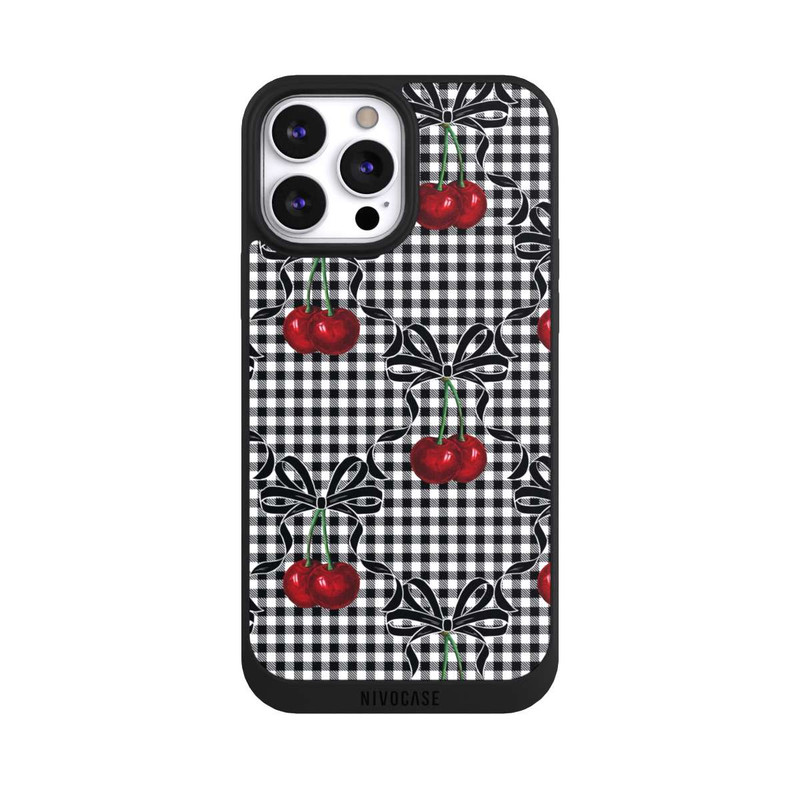 iPhone 13 Pro Max NIVOpure Motif cerise noir