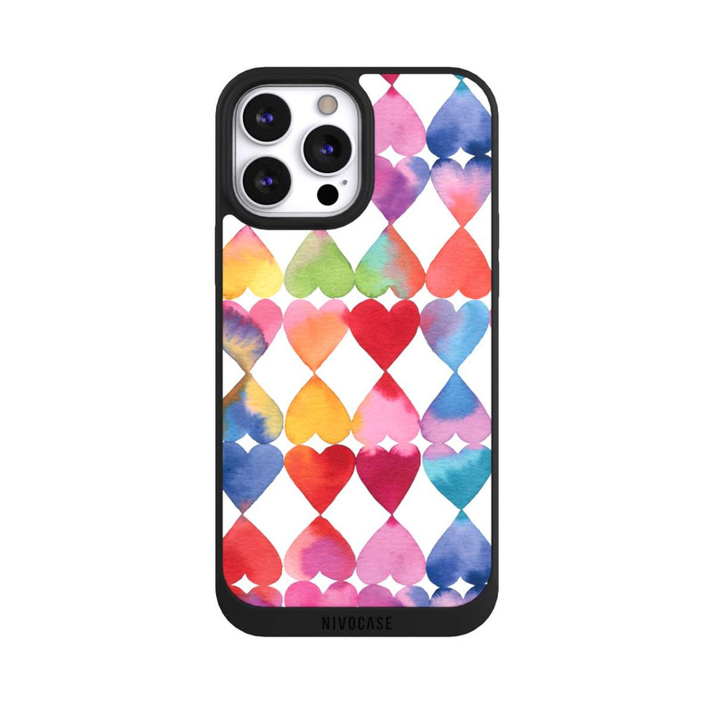 iPhone 13 Pro Max NIVOpure Colorful Watercolor Hearts Pattern