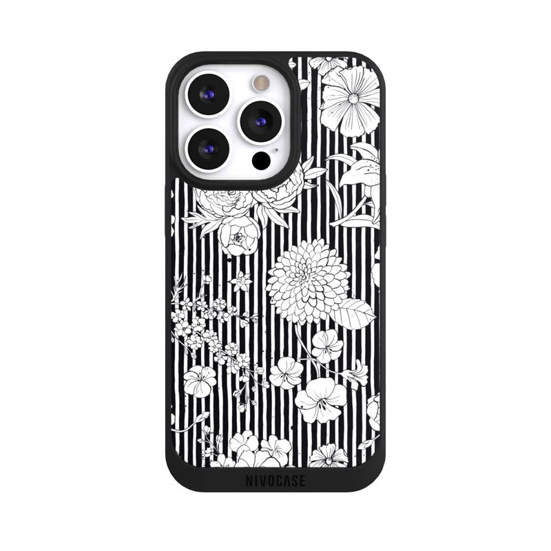 iPhone 13 Pro NIVOpure Flowers and Stripes Black and White