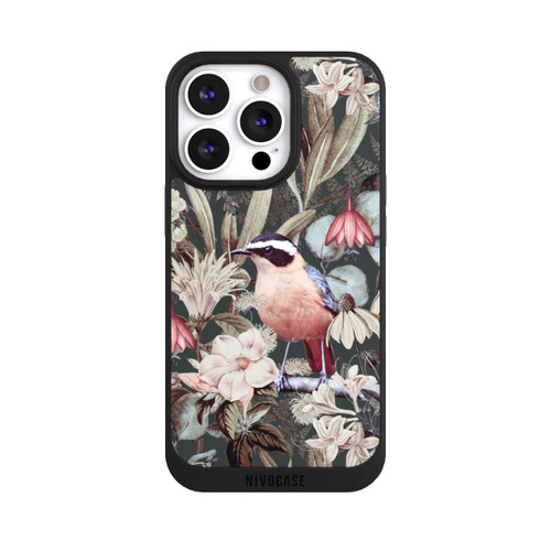 Apple iPhone 13 Pro NIVOpure Orangefarbener Vogel im Vintage Blumenmuster