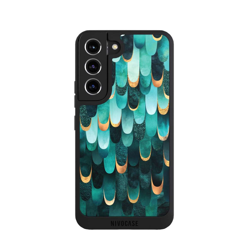 Galaxy S22 NIVOpure Imprimé or turquoise à plumes