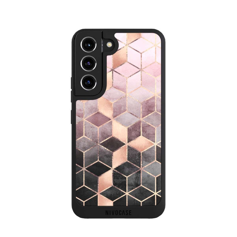 Galaxy S22 NIVOpure Imprimé Cubes Dégradés Gris Rose