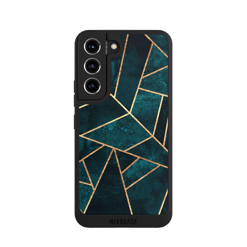 Galaxy S22 NIVOpure Deep Teal Stone Gold Print