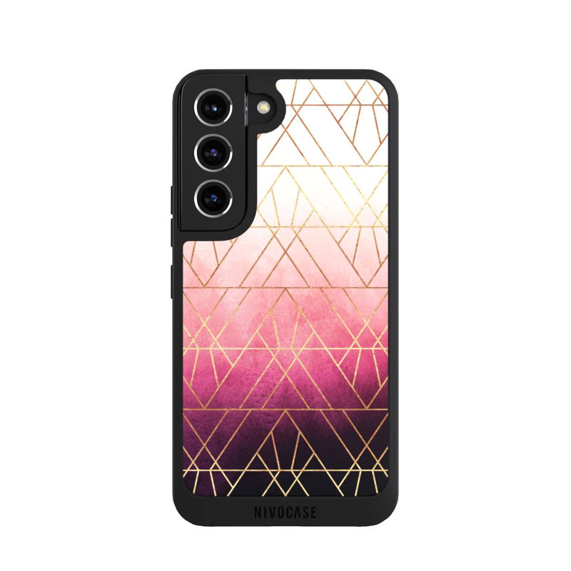 Galaxy S22 NIVOpure Pink Ombre Dreiecke Golddruck