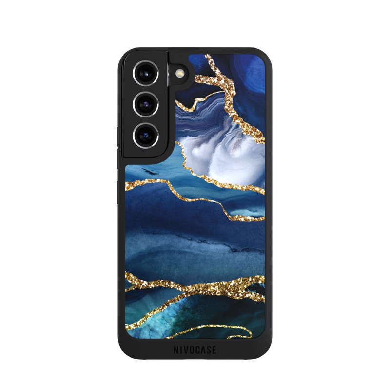 Galaxy S22 NIVOpure  Blauer Marmor Gold Glitzer Look