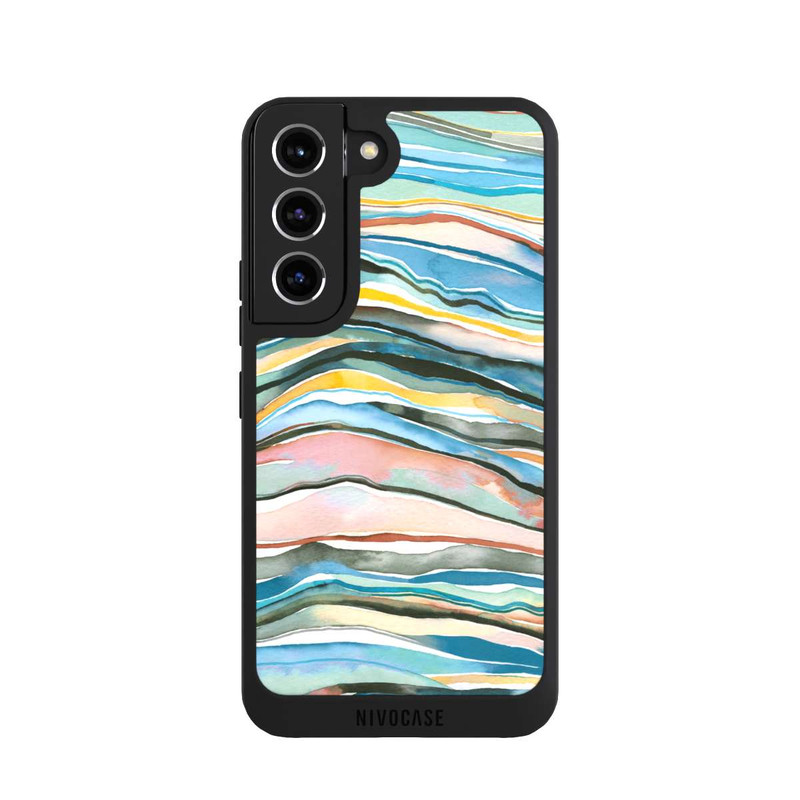 Galaxy S22 NIVOpure Couches d'agate aquarelle bleues