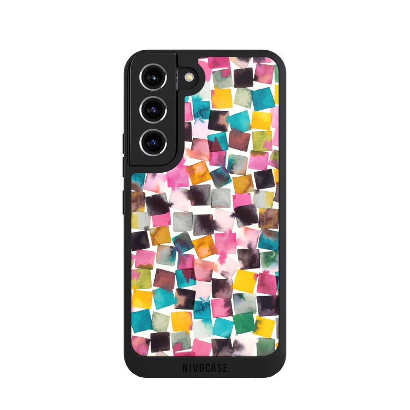 Galaxy S22 NIVOpure Watercolor Geometric Plaids Pink
