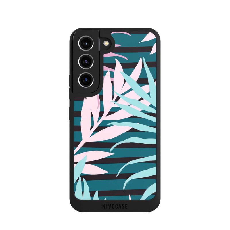 Galaxy S22 NIVOpure Pastel Jungle Leaves Pink Teal Seamless