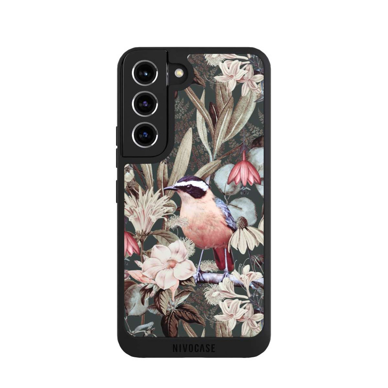 Galaxy S22 NIVOpure Oiseau orange à motif de fleurs vintage