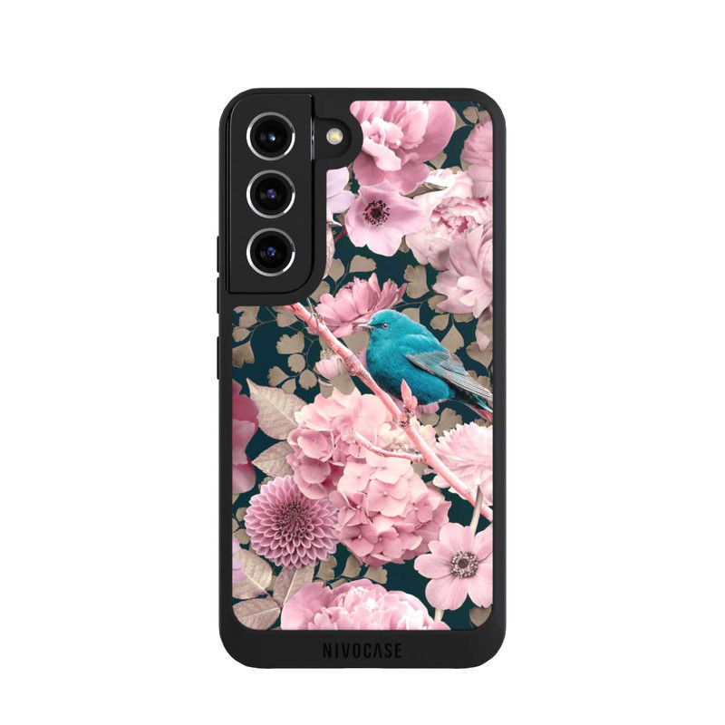 Galaxy S22 NIVOpure Moineaux à motif de fleurs roses