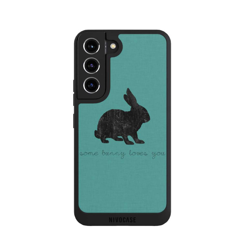 Galaxy S22 NIVOpure Some Bunny Loves You - Noir sur turquoise