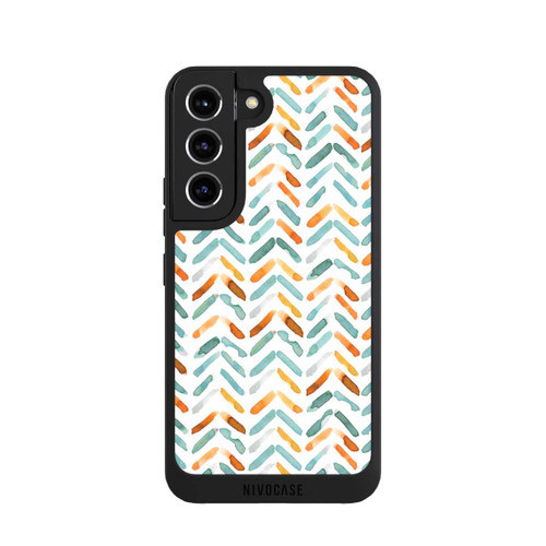 Samsung Galaxy S22 NIVOpure Elegantes Herbstchevron Blau Orange