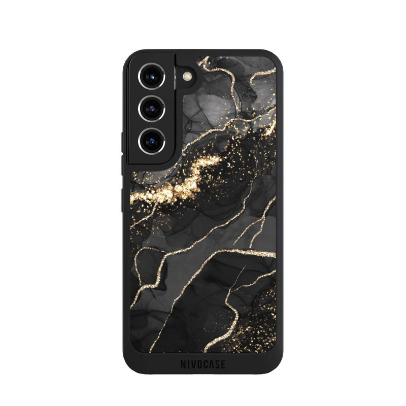 Galaxy S22 NIVOpure Look Spirales de Marbre Sombre & Or