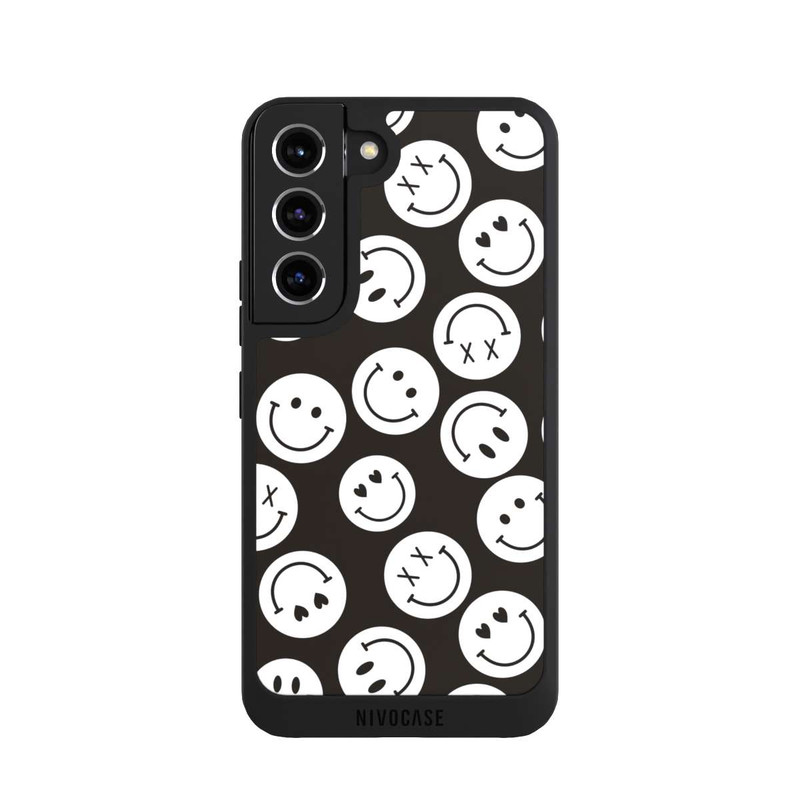 Galaxy S22 NIVOpure Smiles Emotes Pattern Black And White
