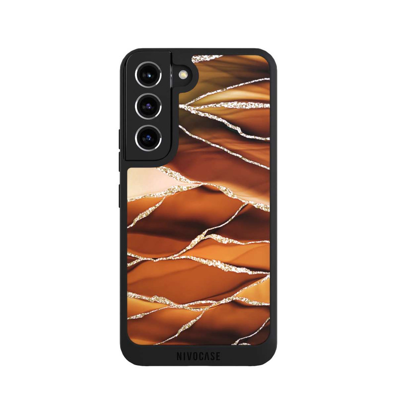 Galaxy S22 NIVOpure Rayures marbrées marron aspect pailleté