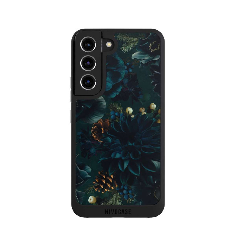 Galaxy S22 NIVOpure Motif de fleurs vert et bleu