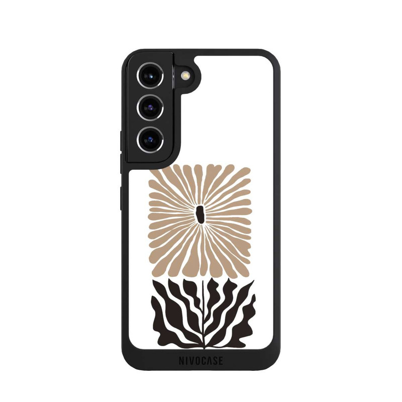Galaxy S22 NIVOpure Fleur Bohème Marron sur Blanc