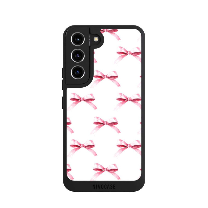 Galaxy S22 NIVOpure Pink Bow on White Pattern