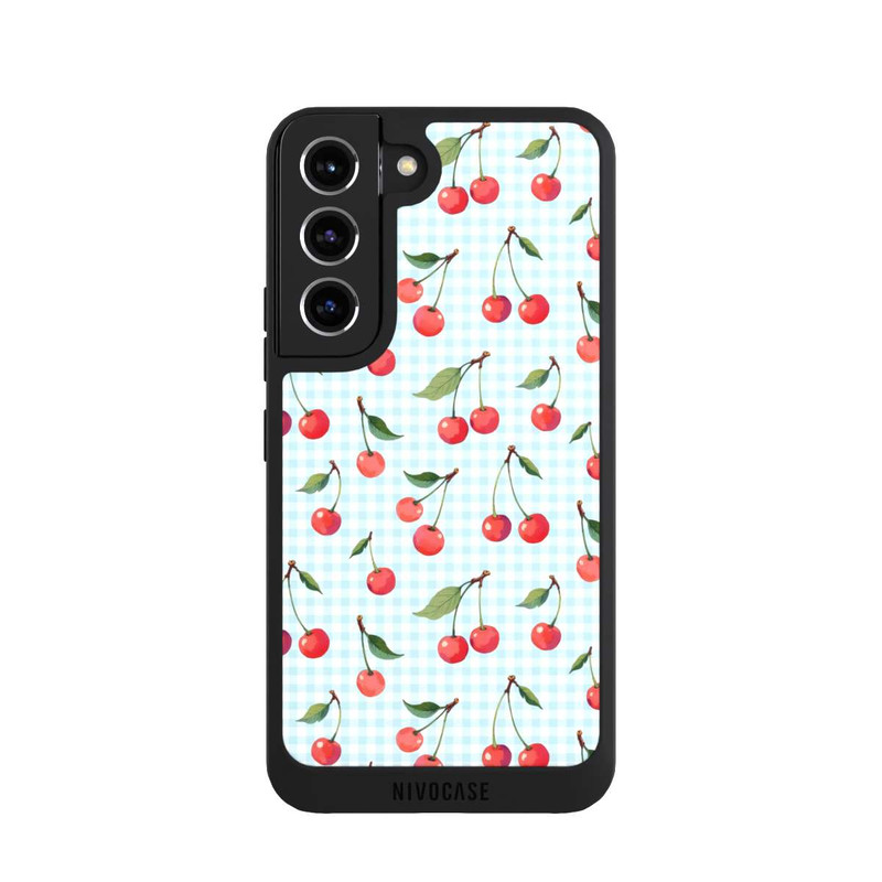 Galaxy S22 NIVOpure Cherries and Blue Gingham