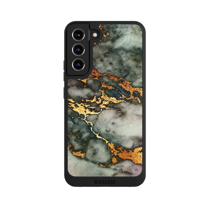 Galaxy S22 + NIVOpure Grauer und goldener Marmor Look
