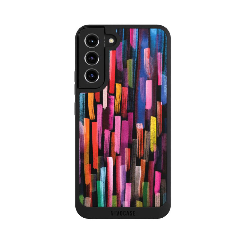 Galaxy S22 + NIVOpure Bunte Pinselstriche schwarz