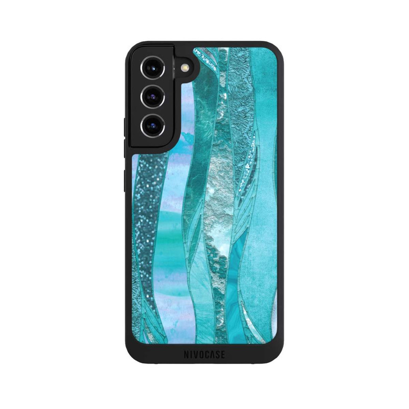 Galaxy S22 + NIVOpure glamouröser Glitzerlook blau