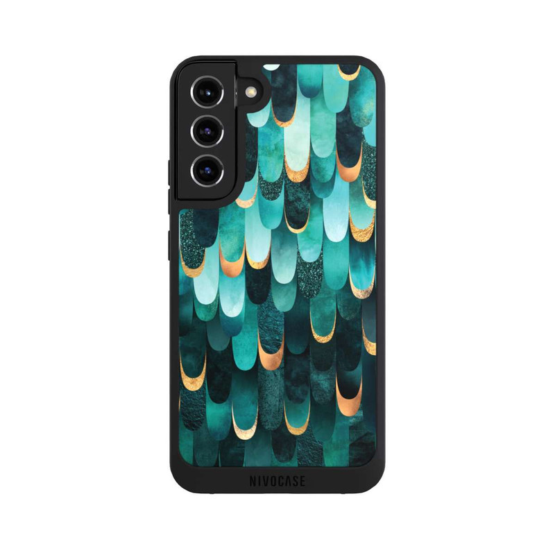 Galaxy S22 + NIVOpure Gefiedert Türkis Golddruck
