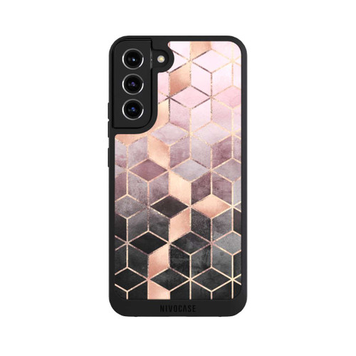 Samsung Galaxy S22+ NIVOpure Pink Grey Gradient Cubes Print