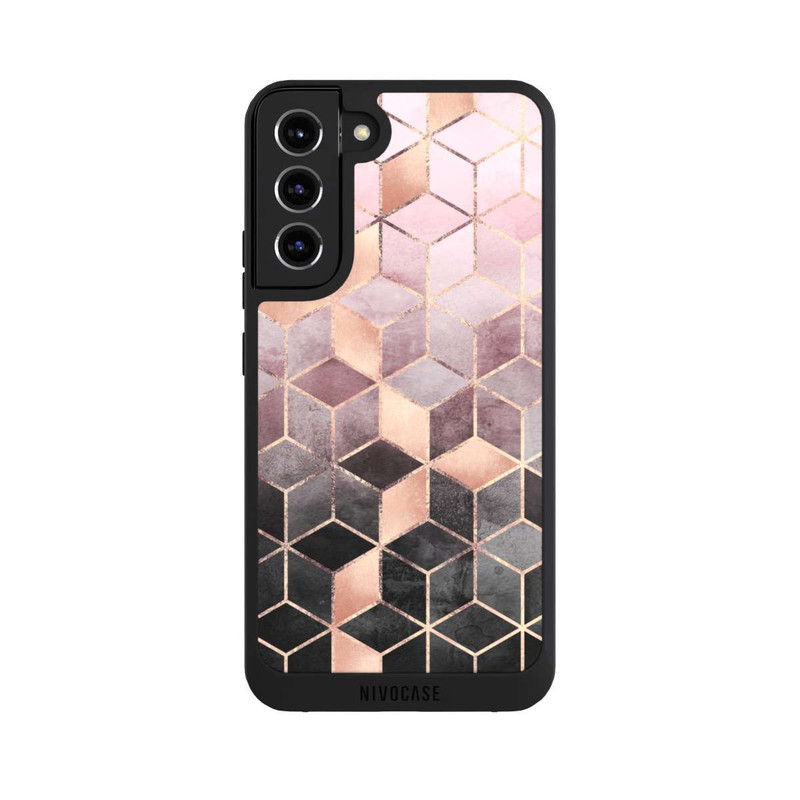 Galaxy S22 + NIVOpure Pink-grauer Farbverlauf Würfel Druck