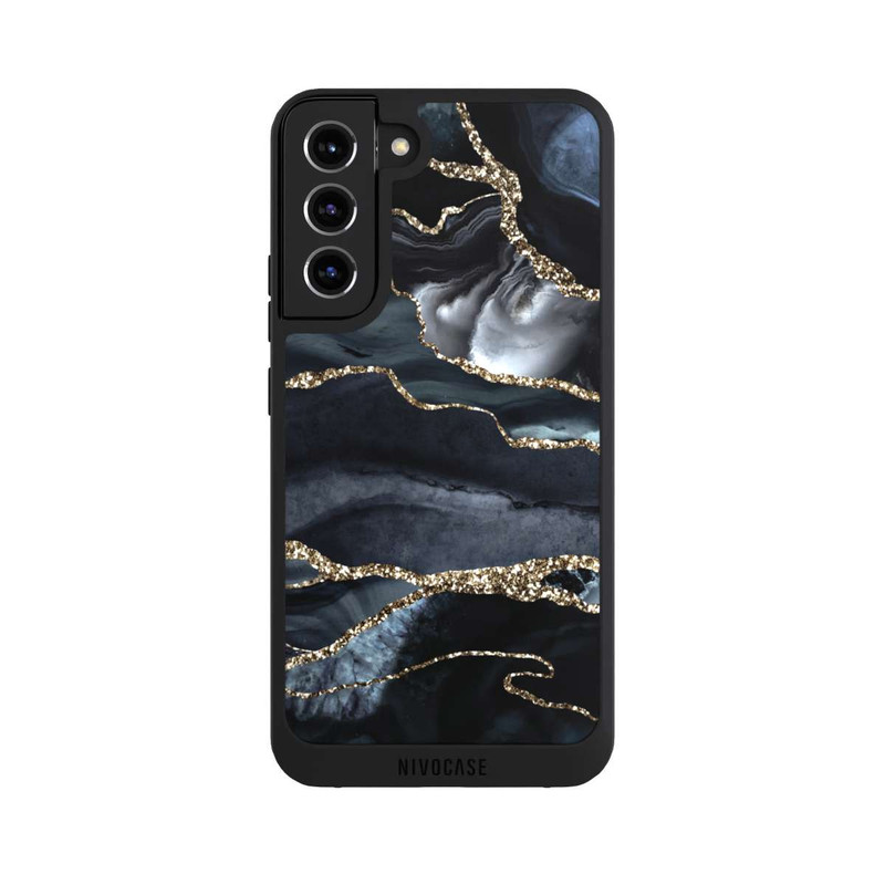 Galaxy S22 + NIVOpure Dunkler Marmor Gold Glitzerlook