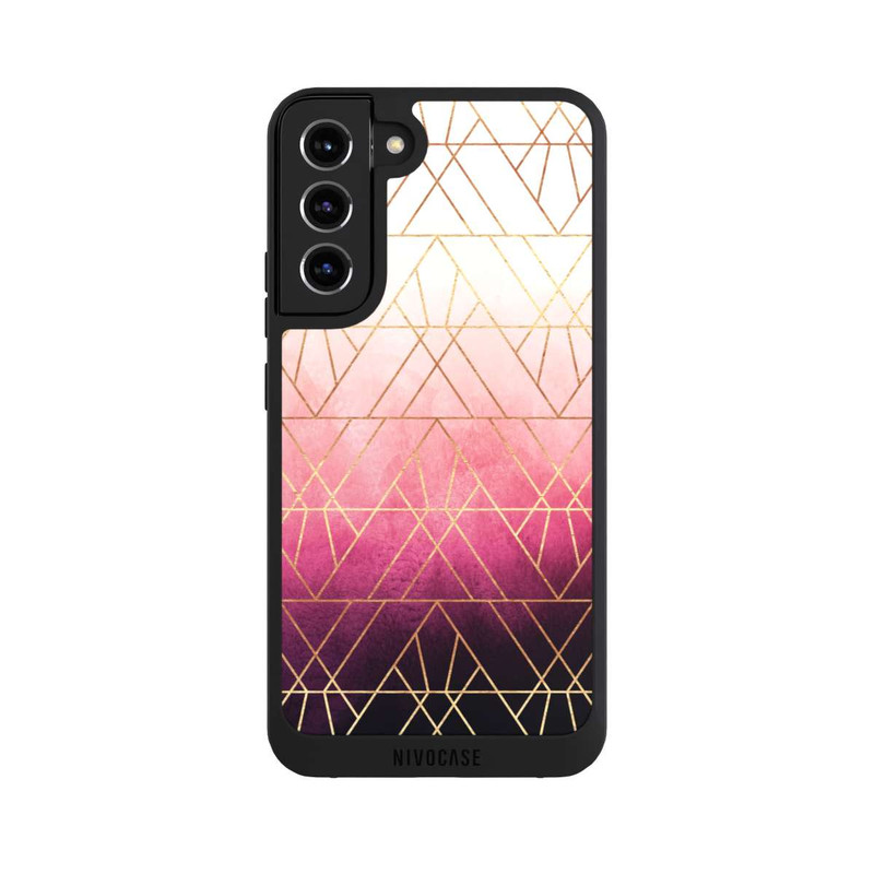 Galaxy S22 + NIVOpure Pink Ombre Triangles Gold Print