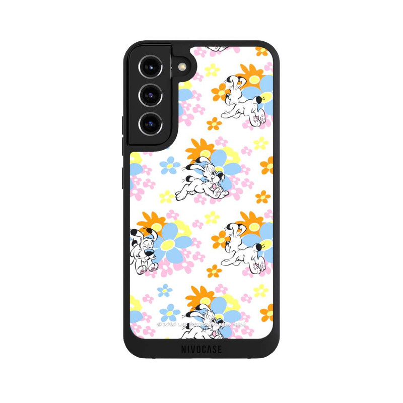Galaxy S22 + NIVOpure Idéfix sur fleurs colorées