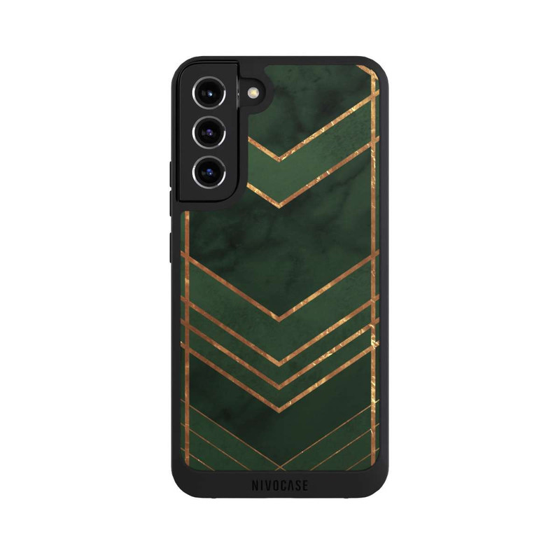 Galaxy S22 + NIVOpure Motif vert foncé rayures dorées