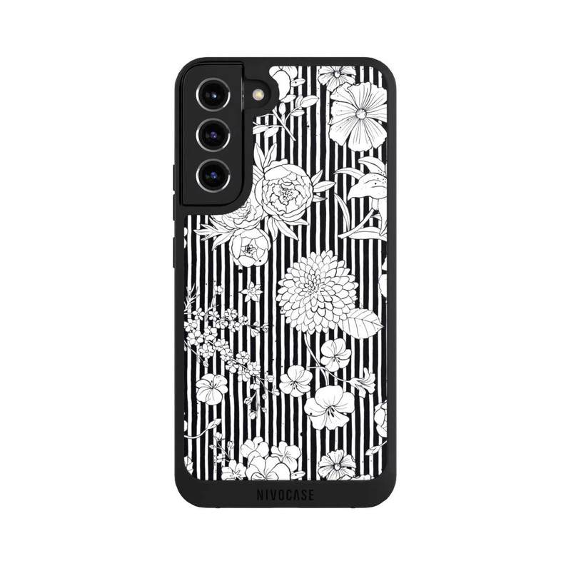 Galaxy S22 + NIVOpure Flowers and Stripes Black and White