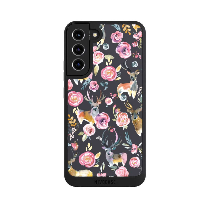 Galaxy S22 + NIVOpure Hirsche und Blumen Anthrazit