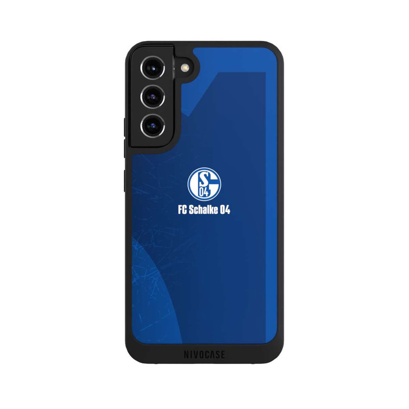 Galaxy S22 + NIVOpure Schalke 04 Blauer Hintergrund Mit Logo