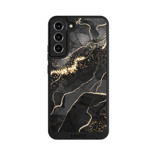 Samsung Galaxy S22+ NIVOpure Look Spirales de Marbre Sombre &amp; Or