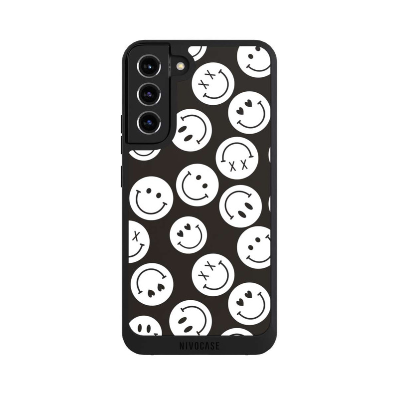 Galaxy S22 + NIVOpure Smiles Emotes Pattern Black And White