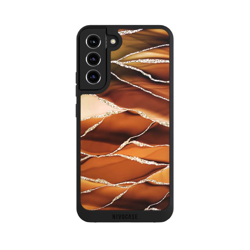 Galaxy S22 + NIVOpure Rayures marbrées marron aspect pailleté